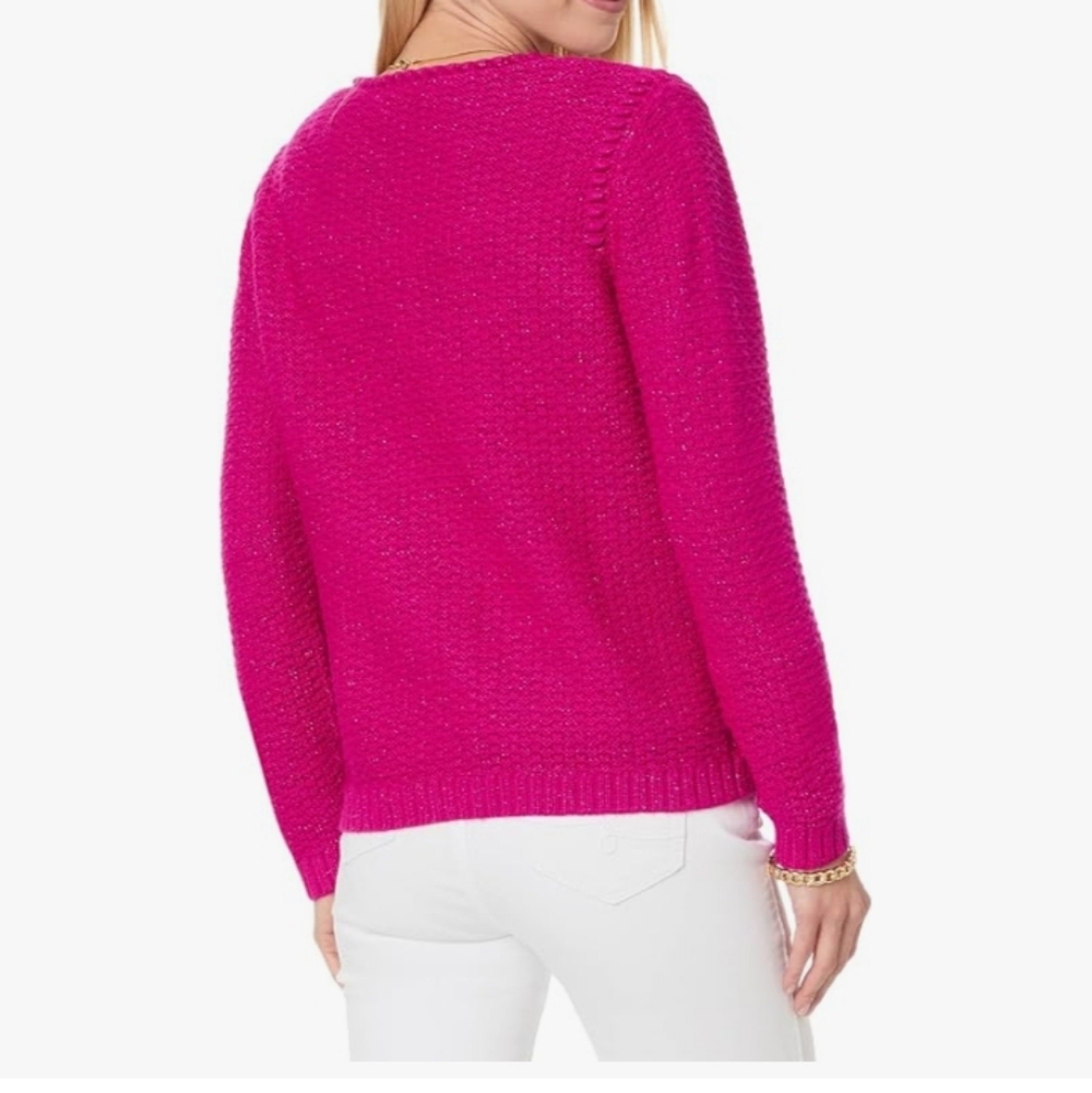 Lilly Pulitzer Kenton Pink Metallic Women's Cardigan Size XL New - Picture 2 of 8